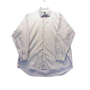 David Donahue Long Sleeve Purple Check Button Up Mens Dress Shirt 16 32/33 XL